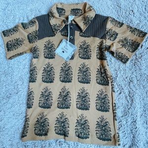 Kate Quinn NWT Organic Cotton Boys Military Shirt Pinecones 6Y